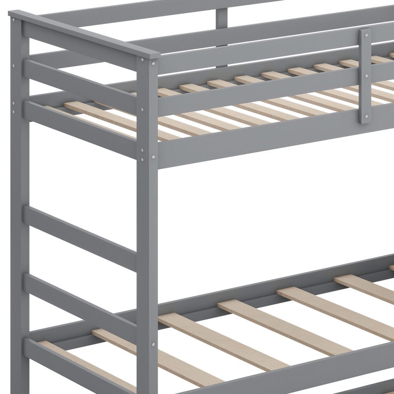 Bunk Bed With Trundle And Staircase, Gray