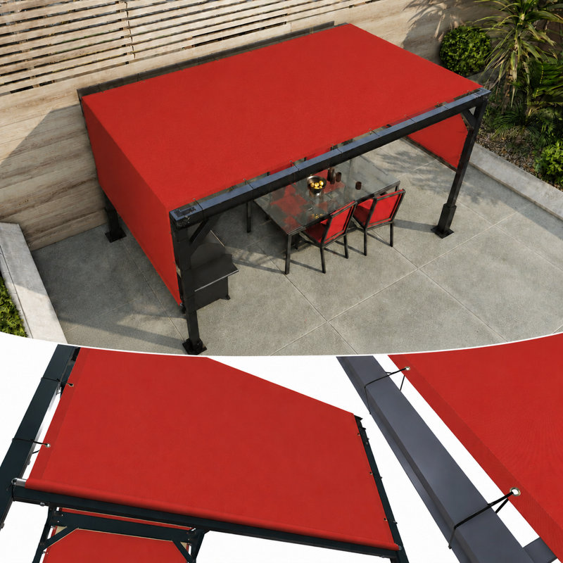 Abat-jour de pergola imperméable Colourtree avec tiges et œillets lestés en acier inoxydable, 10 pi x 14 pi, Rouge