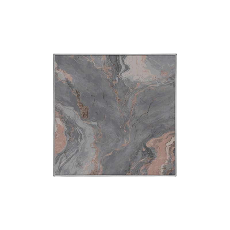 Machine Washable Gray Area Rug, Square 8'