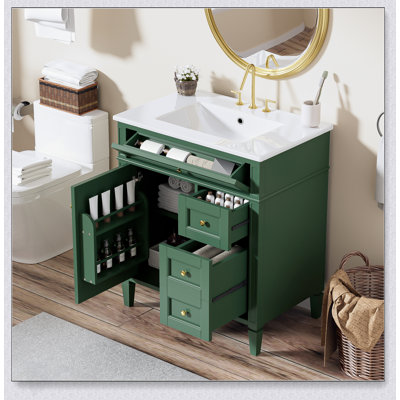 Meuble-lavabo moderne de 30 po avec lavabo supérieur, 2 tiroirs et tiroir basculant pour un rangement et un style améliorés
