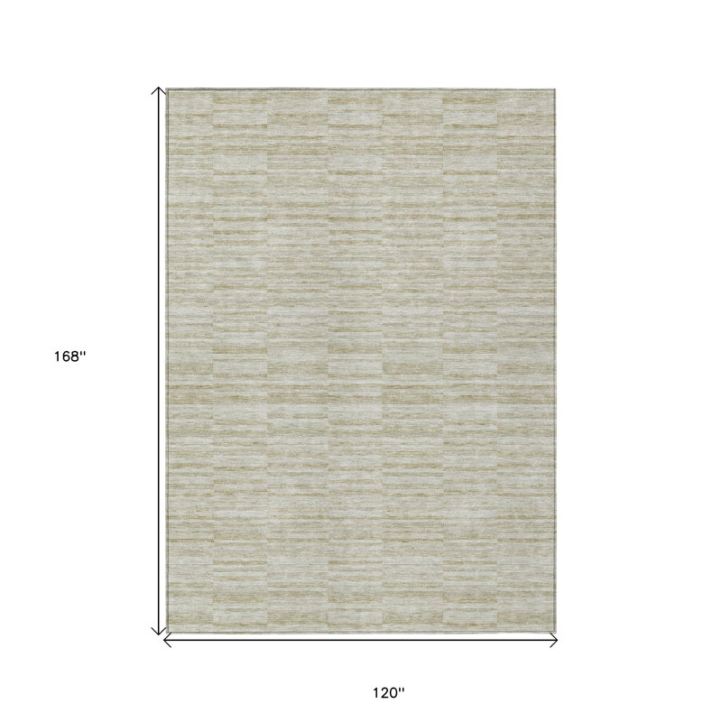 Tapis extérieur lavable rayé beige et brun clair 10 'x 14' taupe