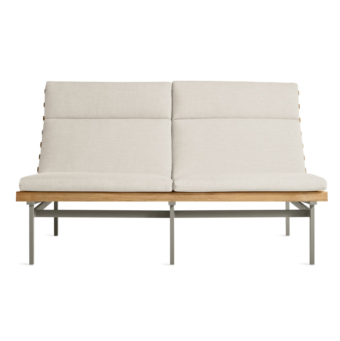 Perch 59'' Wide Powder Coated Aluminum Loveseat with Cushions, Sunbrella Linen, Charcoal
