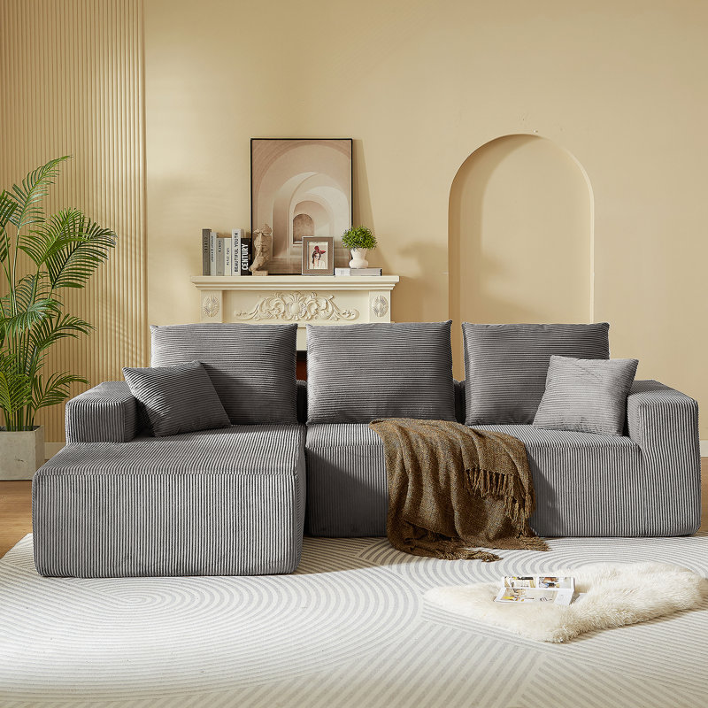 Canapé modulaire modulaire avec méridienne, canapé en forme de L moderne avec assise profonde, pour le salon et la chambre à coucher, aucun assemblage requis