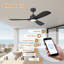 Ventilateur de plafond en bois à 3 pales de 52 po avec lumière, télécommande, WiFi / Alexa, moteur à courant continu silencieux, à intensité variable, intérieur / extérieur-999337226