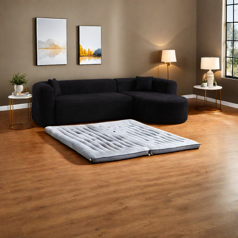 Canapé modulaire luxueux noir, revêtement en chenille, forme en L moderne pour la maison