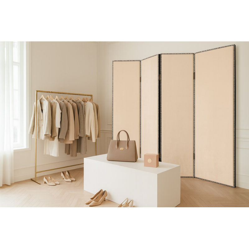 Cloison 4 panneaux Velvet Luxe, 84 po x 84 po, Beige