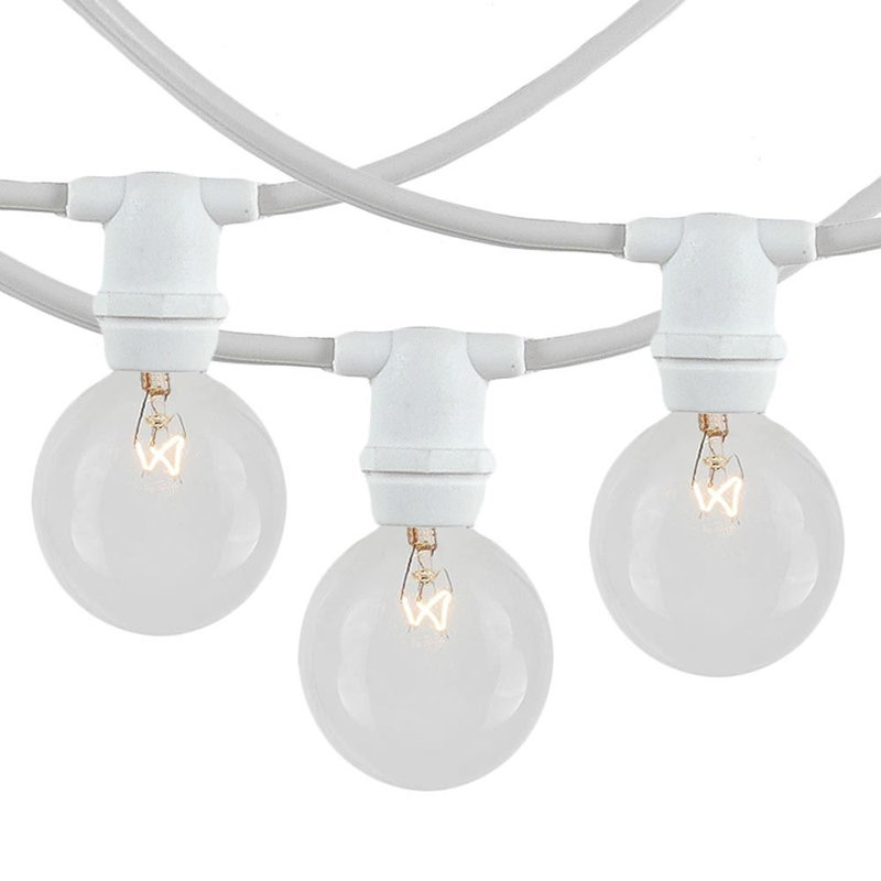 Guirlande de 100 lumières d'extérieur 100 pi, Blanc / Transparent
