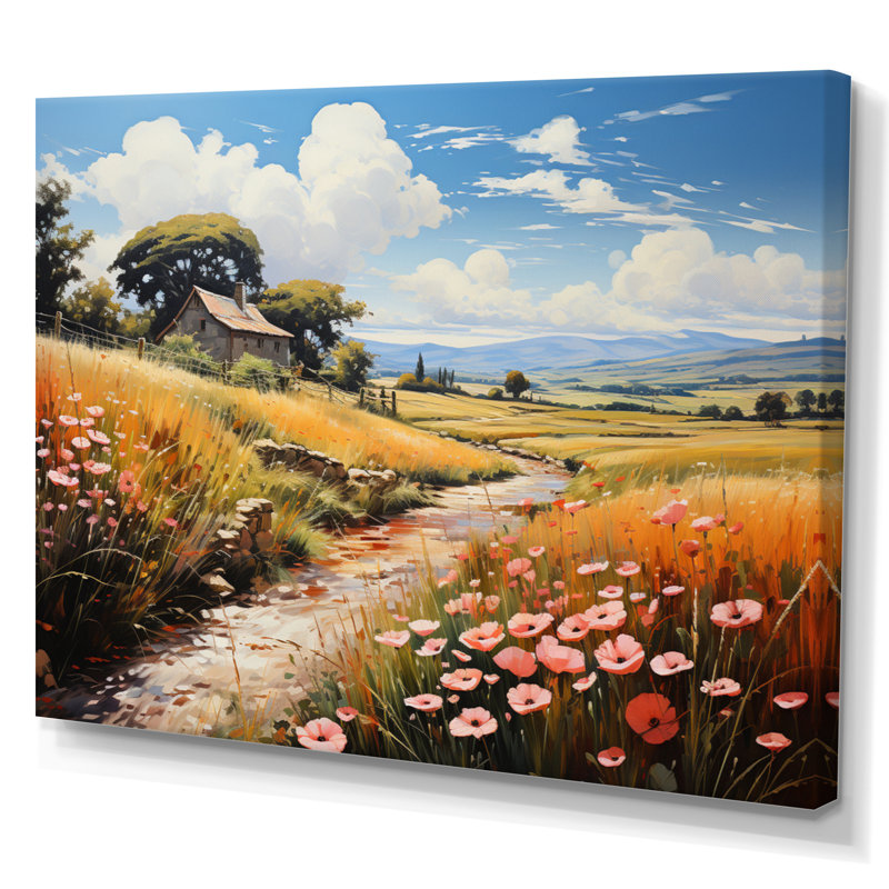" Farm Fauvist Fields I ", H 30 po x l 40 po x P 1,5 po, Toile tendue