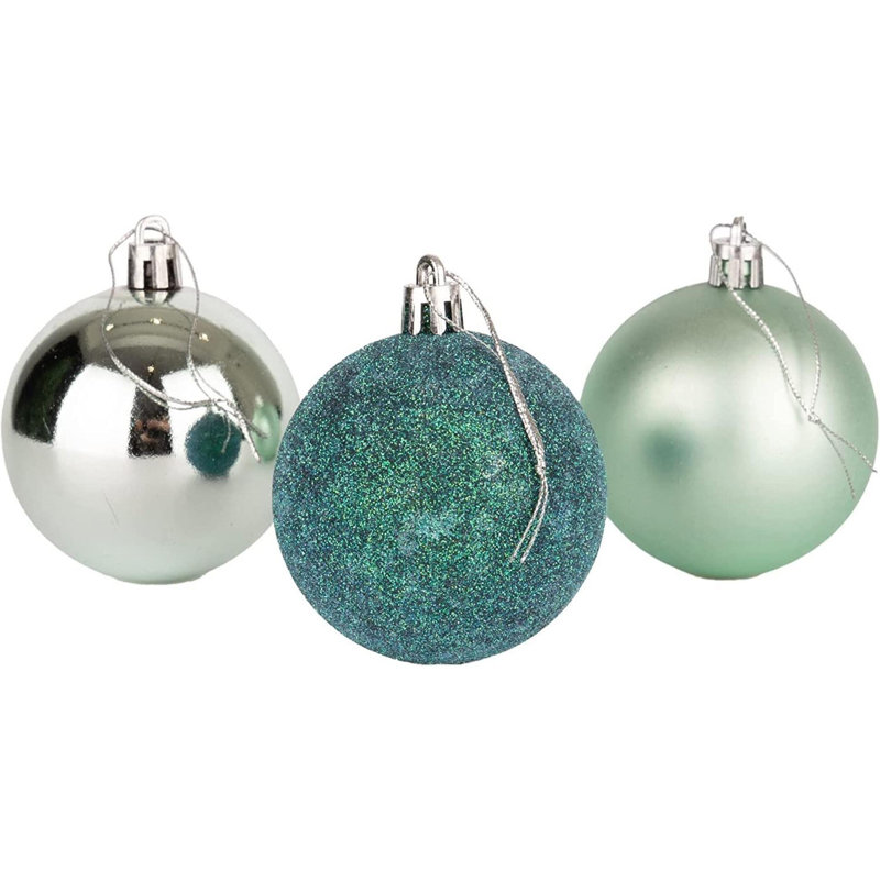 10cm Pack of 6 Shatterproof Christmas Baubles for Tree and Home Decorations, 6cm H x 6cm W x 6cm D, Turquoise