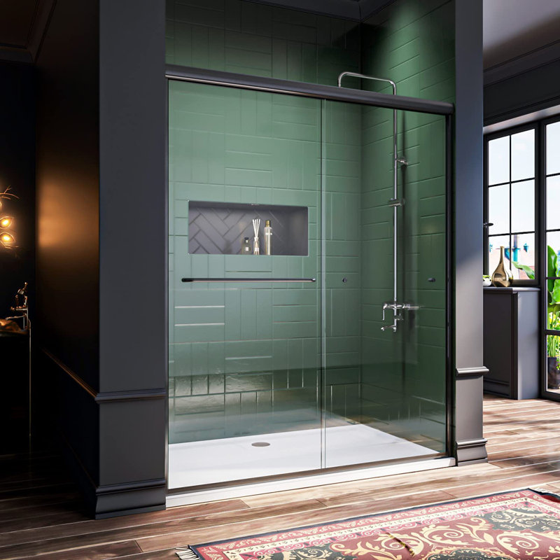 Porte de douche semi-encadrée de 44 à 48 po x H 72 po, Noir mat