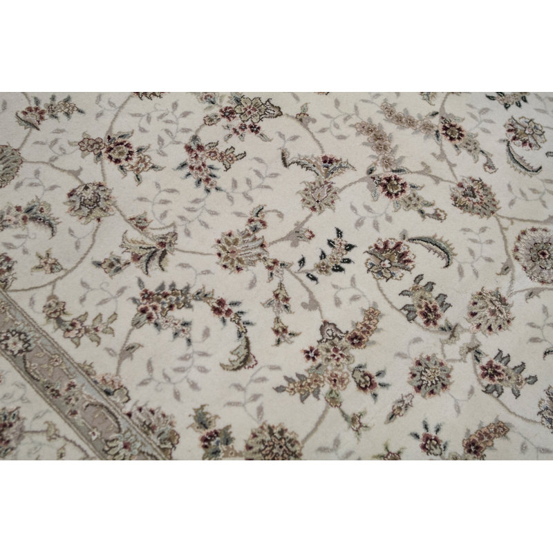 Hand-Knotted High-Quality Ivory and Ivory Area Rug