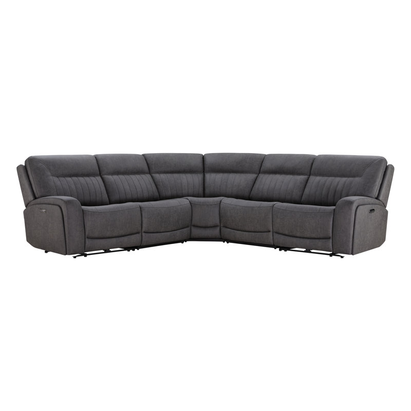 Upholstered Zero Gravity Power Reclining Sectional, Splash  Iron Gray