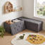 Ensemble de banc de rangement en forme de L (3 pièces), boîte de rangement modulaire moderne, gris foncé-743647480