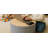 Round Linen Storage Ottoman with Reversible Tray Top, Blue Upholstered Accent Stool, 22-Inch-288356439