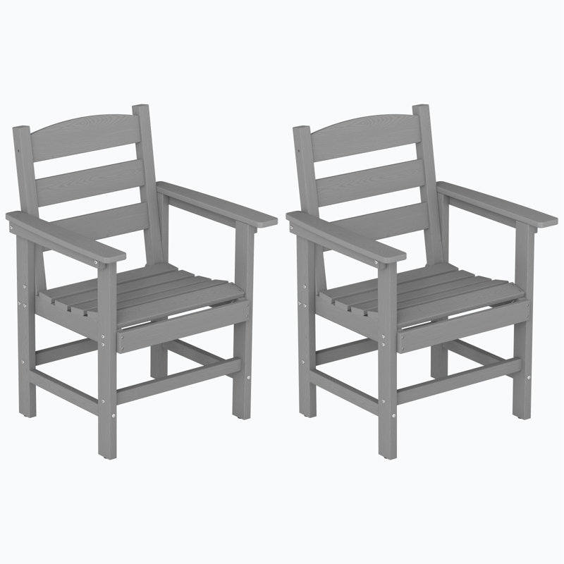 Ensemble de 2 chaises de patio pour l'extérieur Hdpe, Gris