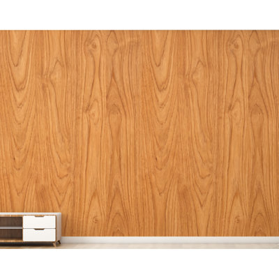 Vintage Teak Wood Wallpaper, Mid Century Wood Veneer Wall Mural, 1970s Retro Wood Grain, Warm Brown Wood Texture, Modern Wall Decor 1283DRS