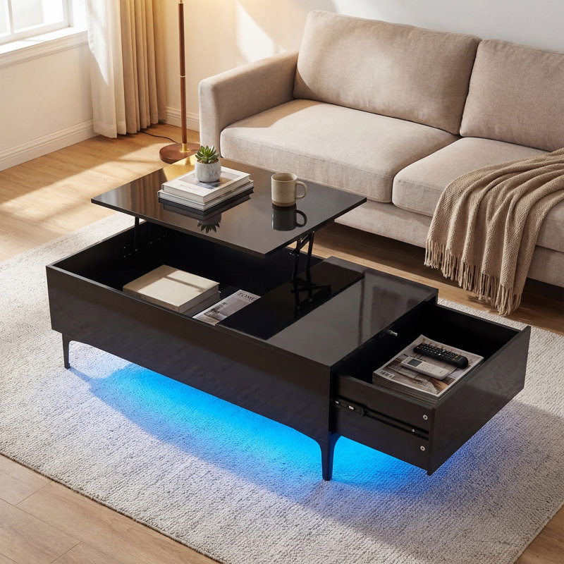 Lift Top Coffee Table with Storage, Black