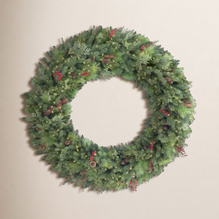 72'' Faux Pine Lighted Wreath
