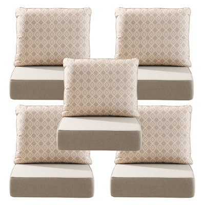 Allo 24"X22"X6" Patio Thick Cushions & Pillows Set -
Deep Seat Indoor/Outdoor Water & Fade Resistant