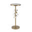 Table d'appoint ronde en fer 11,8 x 11,8 x 28,3 po avec accents floraux dorés et blancs et base en ciment