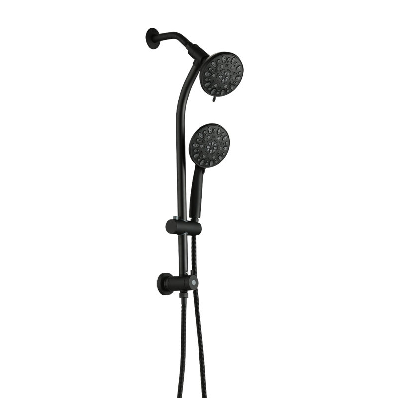 5 Inch Rain Shower And 7-Spray Handheld Shower, 26" Adjustable Slide Bar, 1.8Gpm Dual Flow, Compliant, Installation, Black Finish, Nozzles, 7 Professional Spray Modes With 1.8Gpm, , Abs Stainless