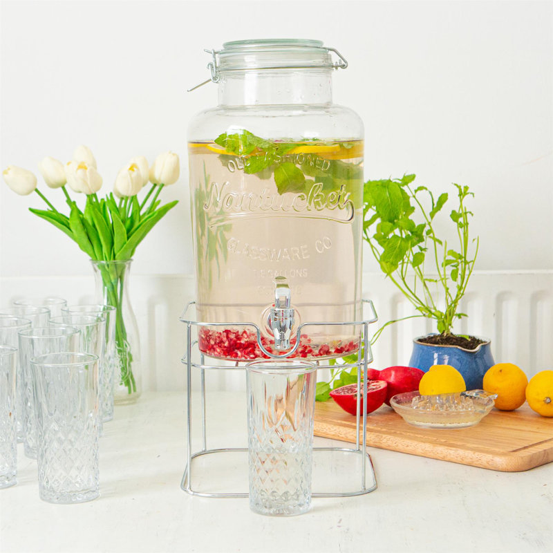 Rink Drink Glass Drinks Dispenser with Tap & Stand, 6.5L, Black