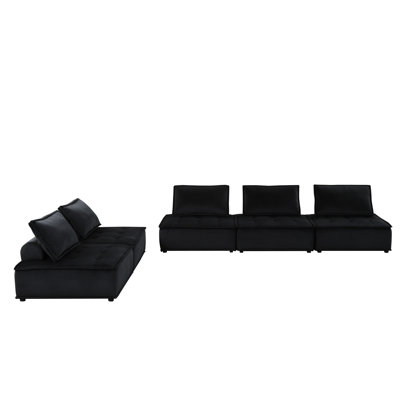 120 po et velours noir avec un poids de produit de 109,24 lb, profondeur de 39,21 po, ressorts ensachés à hauteur de pied de 2 po, siège de 25,5 po, siège de 120,86 po, largeur de 14,5 po, sièges rembourrés en mousse