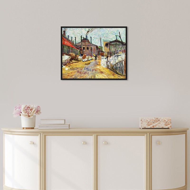 L'usine par Vincent Van Gogh - Peinture, Cadre noir, H 17 po x l 20 po