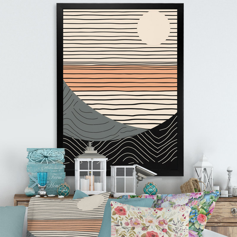 " Simple Horizon III ", 40" H x 30" W x 1.5" D, Black Single Picture Framed