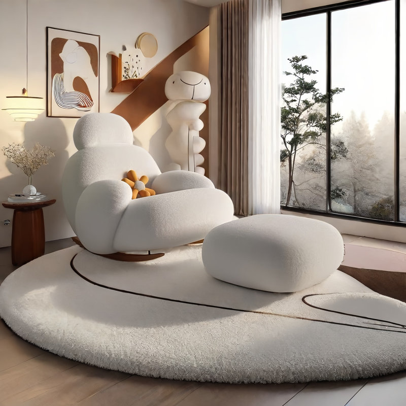 Chaise berçante moderne avec repose-pieds