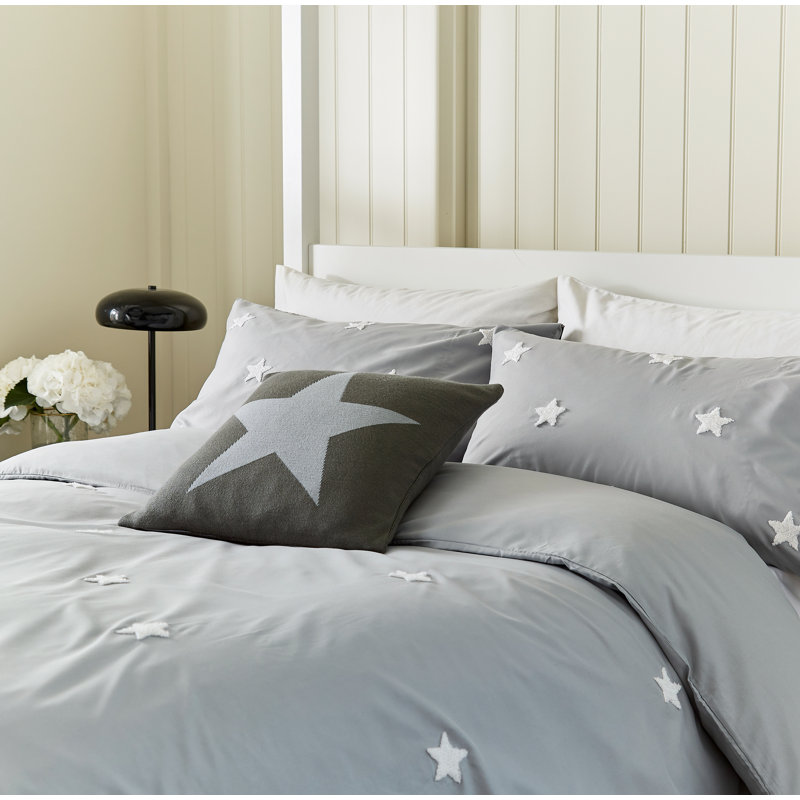 Tufted Star Duvet Cover Set, Single Duvet Cover + 1 Pillowcase, Grey