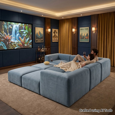 Modern Oversized 9-Piece Modular Pit Sectional Sofa, U-Shaped Performance Velvet, Deep Seating