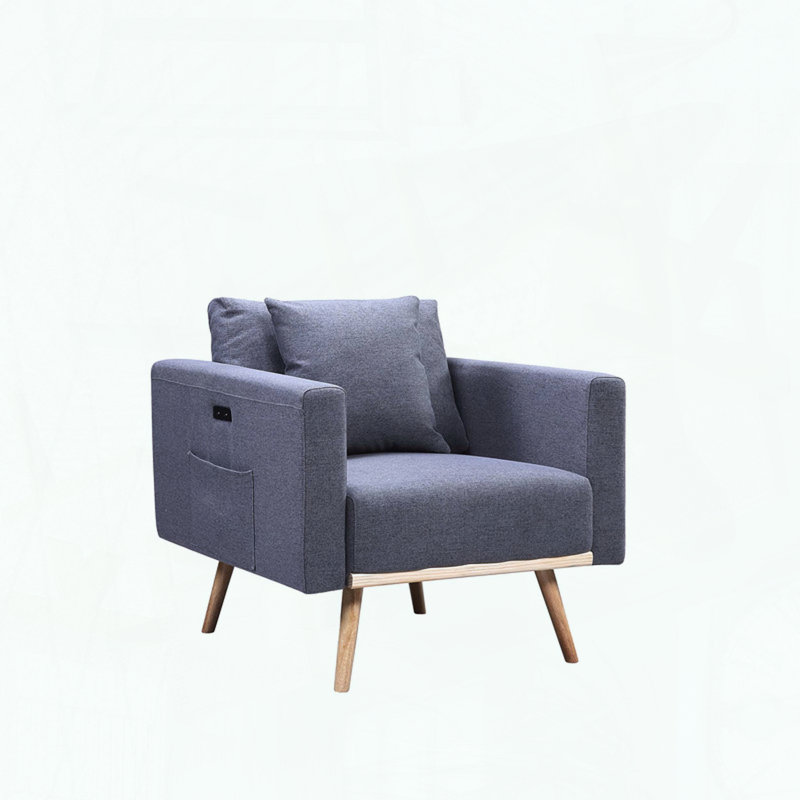 Chaise Mid-Century avec ports de chargement USB, poches et oreiller