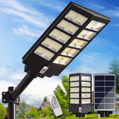 Solar Street Light Outdoor, Motion Sensor LED Light, IP65 Waterproof, Dusk to Dawn with Remote Control
