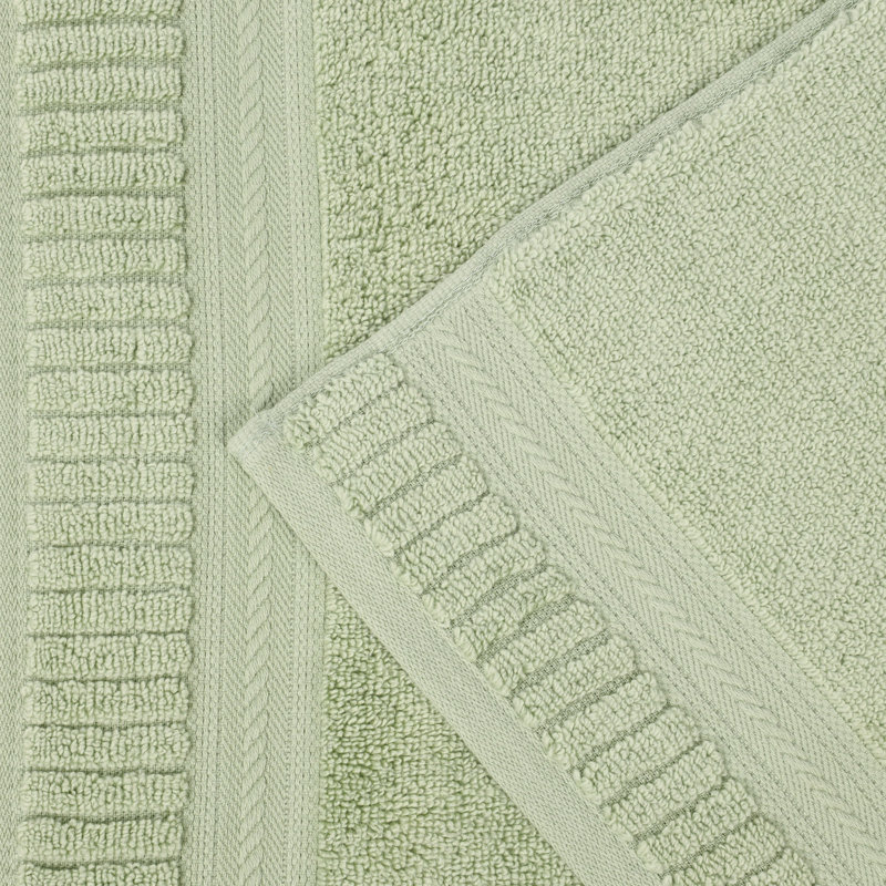 Ensemble de serviettes en coton doux à densité moyenne Venice Zero Twist, Vert, 3 Piece Towel Set