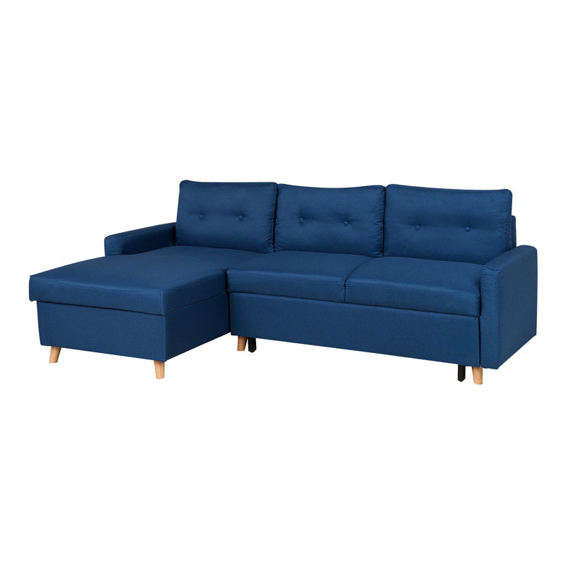 Dijon 3 Seater Sofa Bed, Blue, Left orientated