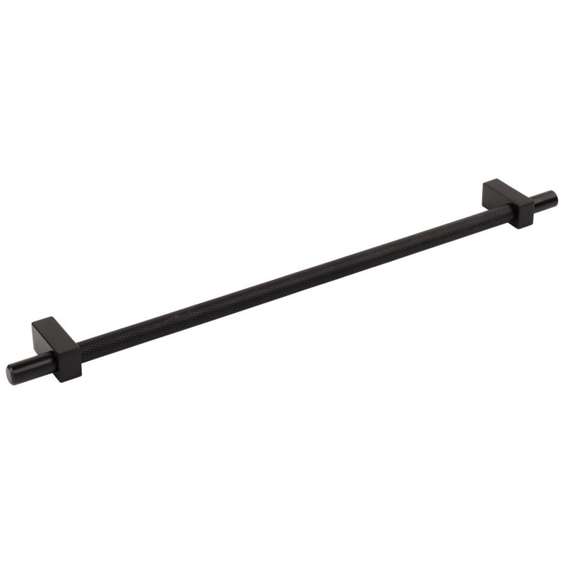 Larkin 3 Knurled Center Bar Pull, Matte Black, 12"