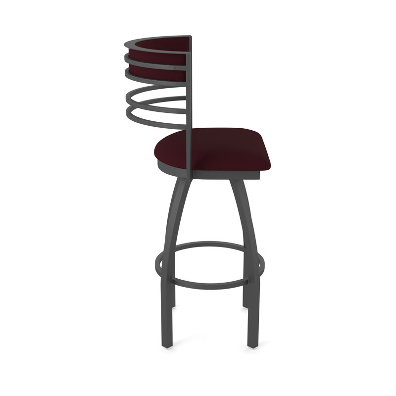 Hunter Swivel Stool, Vinyle - Canter Bordeaux, Étain, Tabouret de comptoir (siège d'une hauteur de 25 p