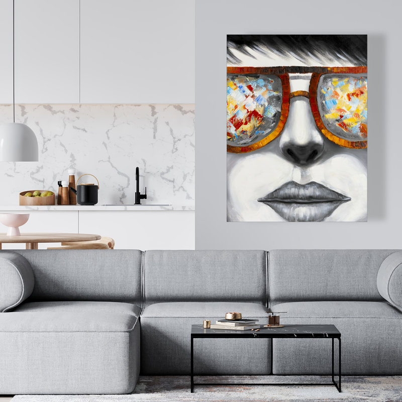 Toile de lunettes de soleil colorées | Décoration figurative femme