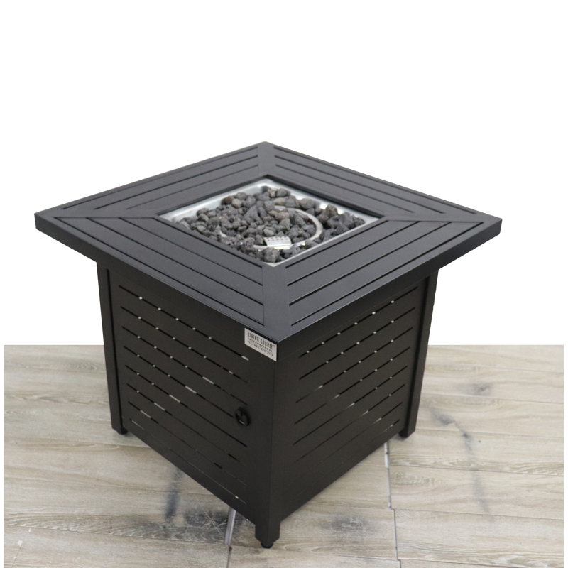 Foyer de table en acier au propane / gaz naturel H 25 po x l 30 po Tariffville, Noir