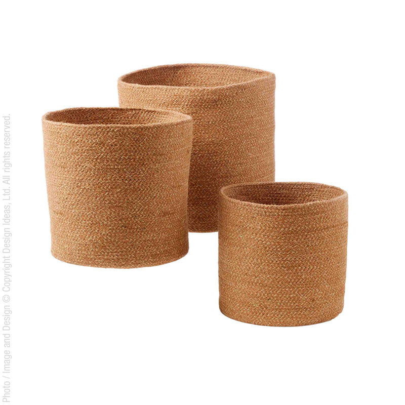 Ensemble de paniers 3 pièces Melia, H 14,2 po x l 14,2 po x P 14,2 po, Ardoise