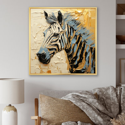 Noir, jaune, zèbre, zèbre encadré sur toile