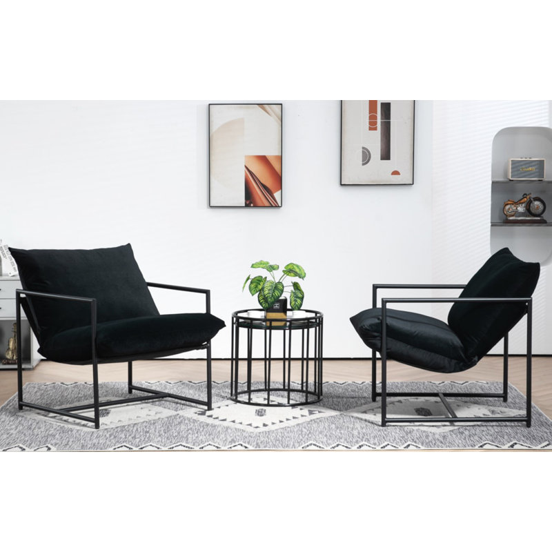 Fauteuil large en velours 32,6 po Daut, Velours noir