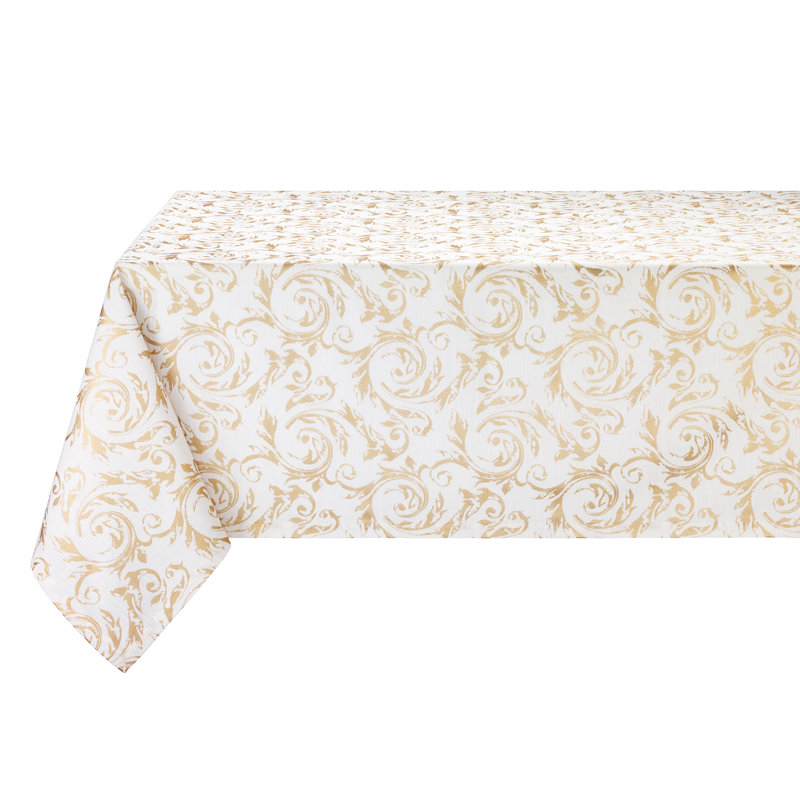Palazzo Scroll 100% Cotton Floral Tablecloth, Gold