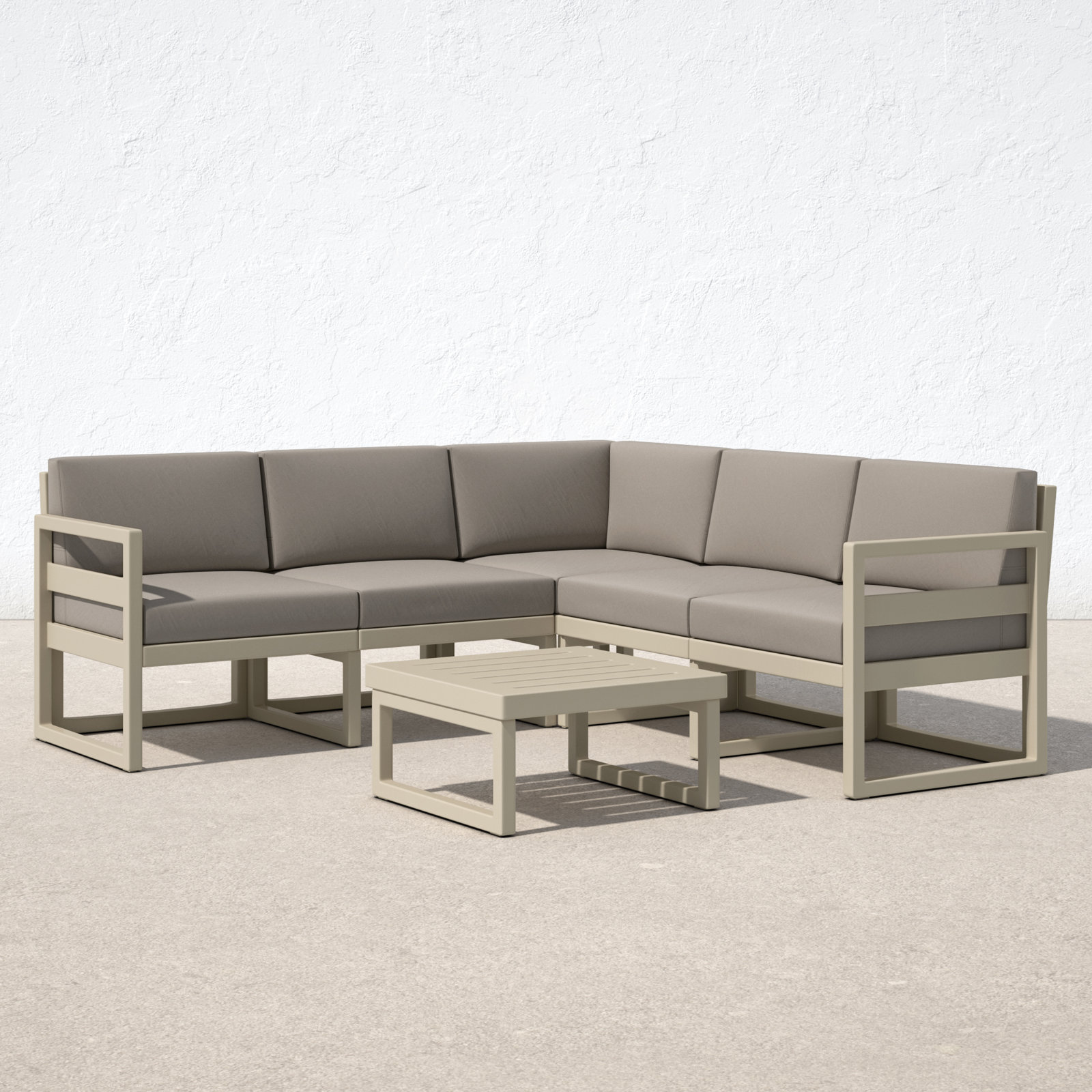 Lane 5 - Person Modular Patio Conversation Set with Cushions, Taupe, Taupe