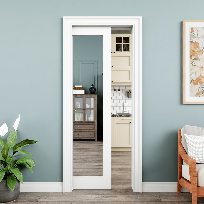 Porte coulissante intérieure avec portes coulissantes blanches avec quincaillerie et fermeture en douceur, 30 po x 80 po, 1