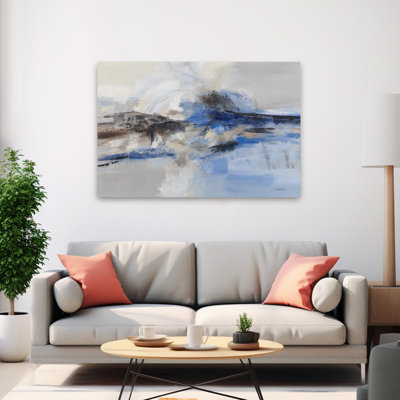 Sapphire Wave Contemporary Abstract Black Blue Grey