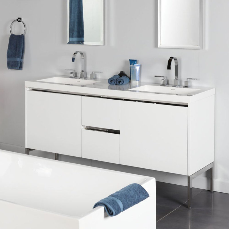 Kubista 1" Double Bathroom Vanity Base Only, Matte Black