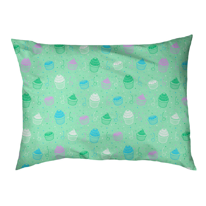 Coussin pour concepteur de chats pour l’extérieur petits gâteaux Byrge, Moyen - L 42,5 po x l 32,5 po, Vert / Orange / Rose