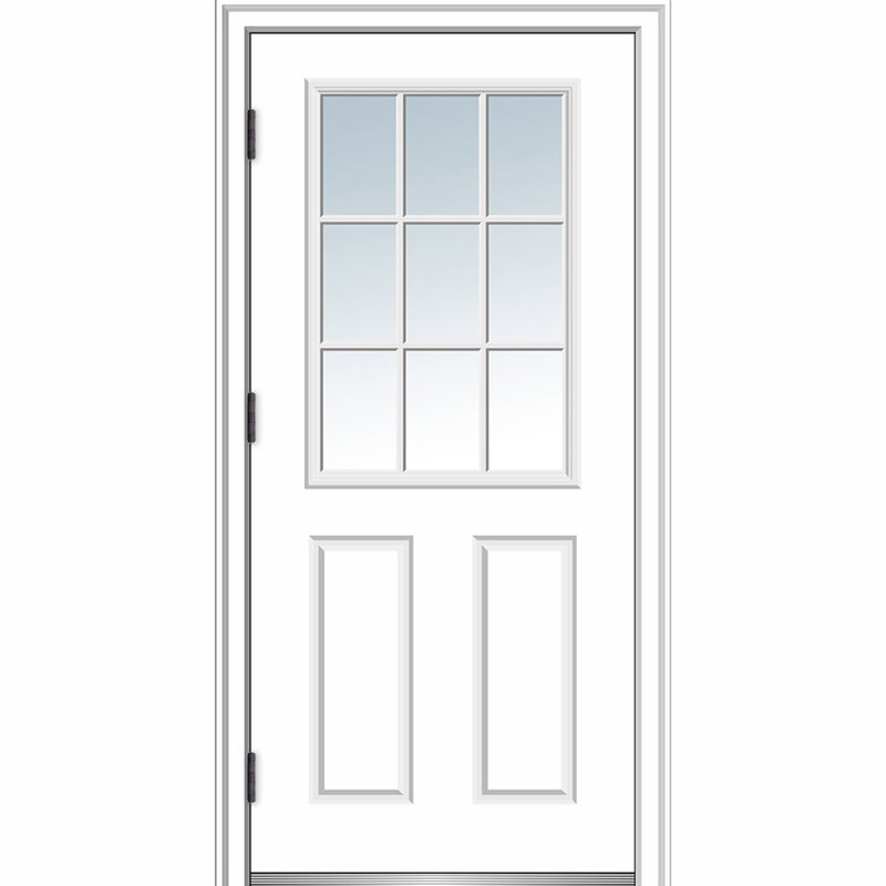 White Fiberglass 80'' Front Entry Door with Clear Glass Panels